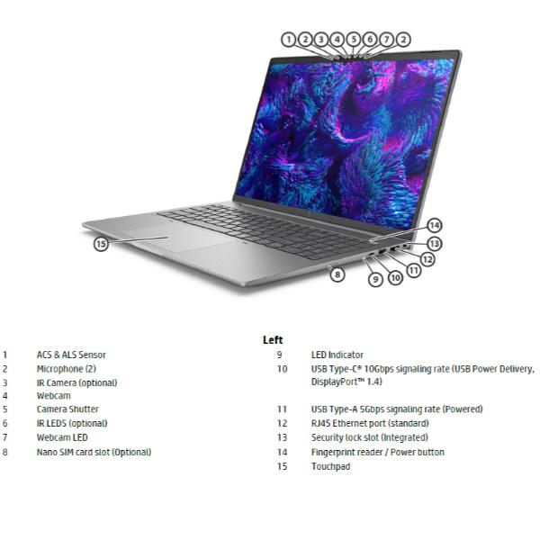 HP ZBook 8 G1i 16 – Intel Core Ultra 9 285H, 32 GB RAM, SSD 1 TB, 16" - immagine 2